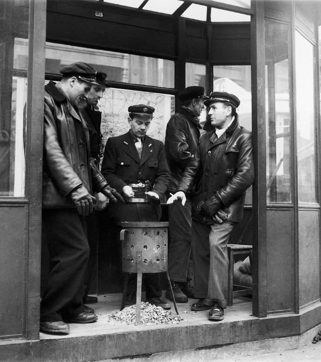 Parisians in winter, 1956.