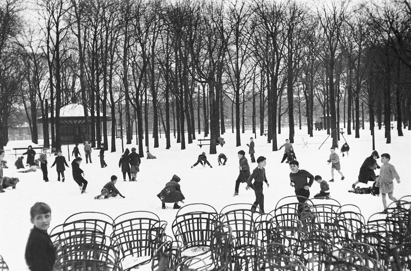 First Snowfall In The Garden Of Luxembourg, Paris, 1955.