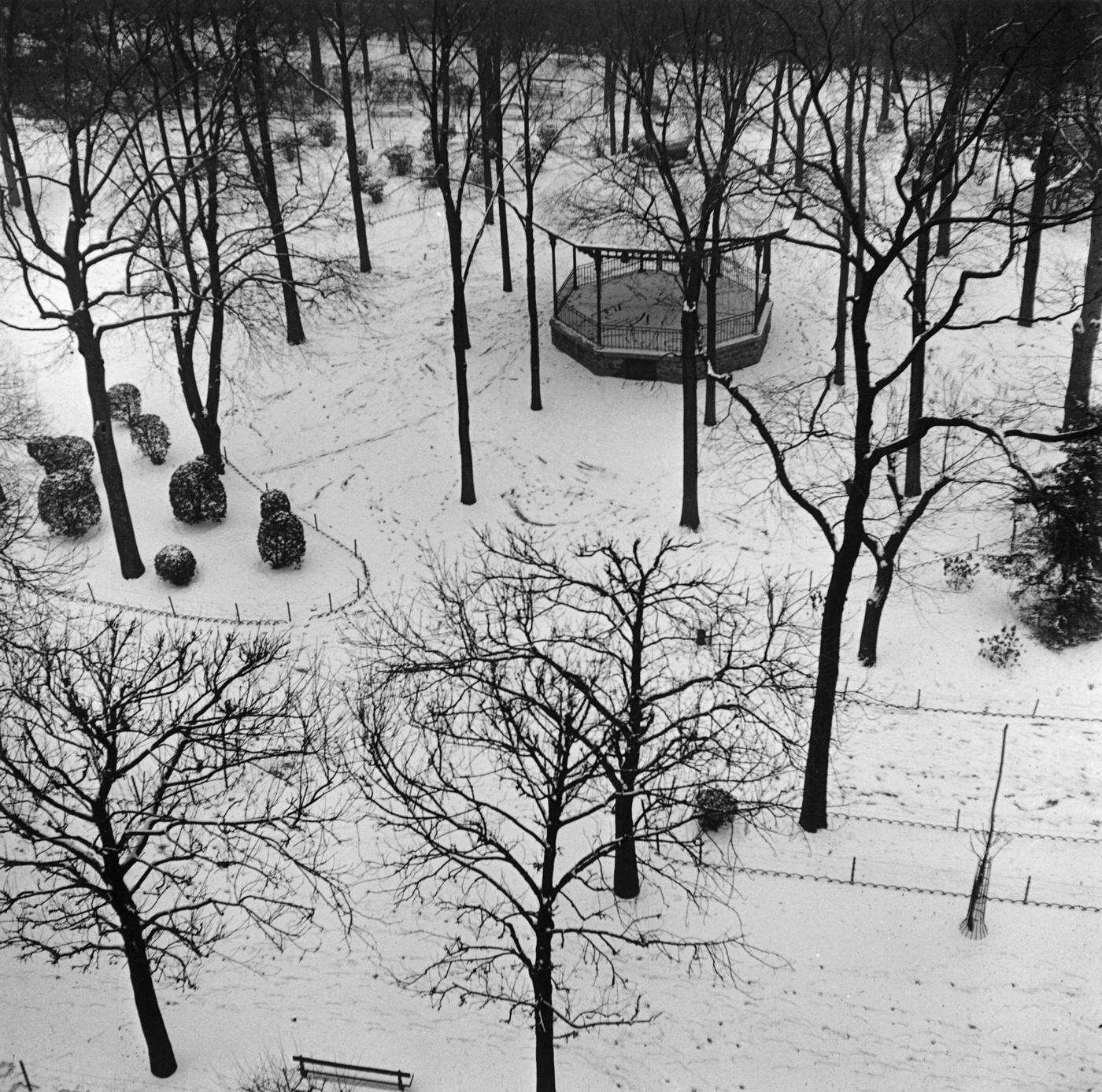 The Square Des Epinettes In The Snow (Paris), 1950.