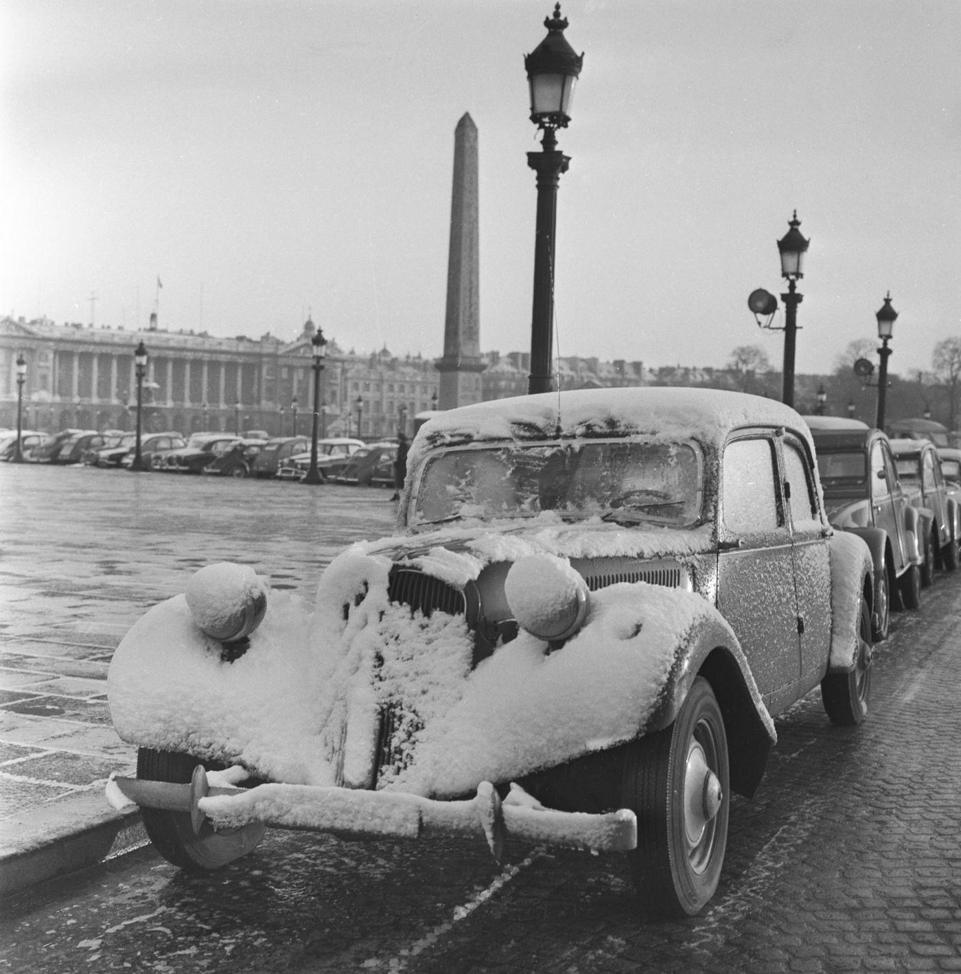 Snowy Day at Place de la Concorde, Paris, January 1958.