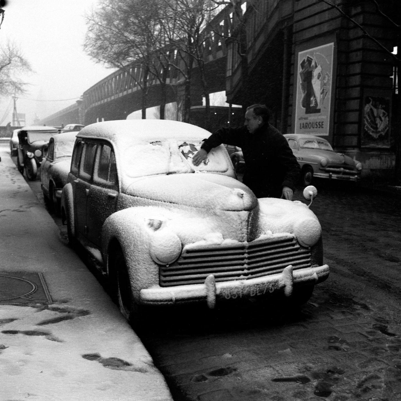 Car Covered In Snow, Paris, January 13, 1955.
