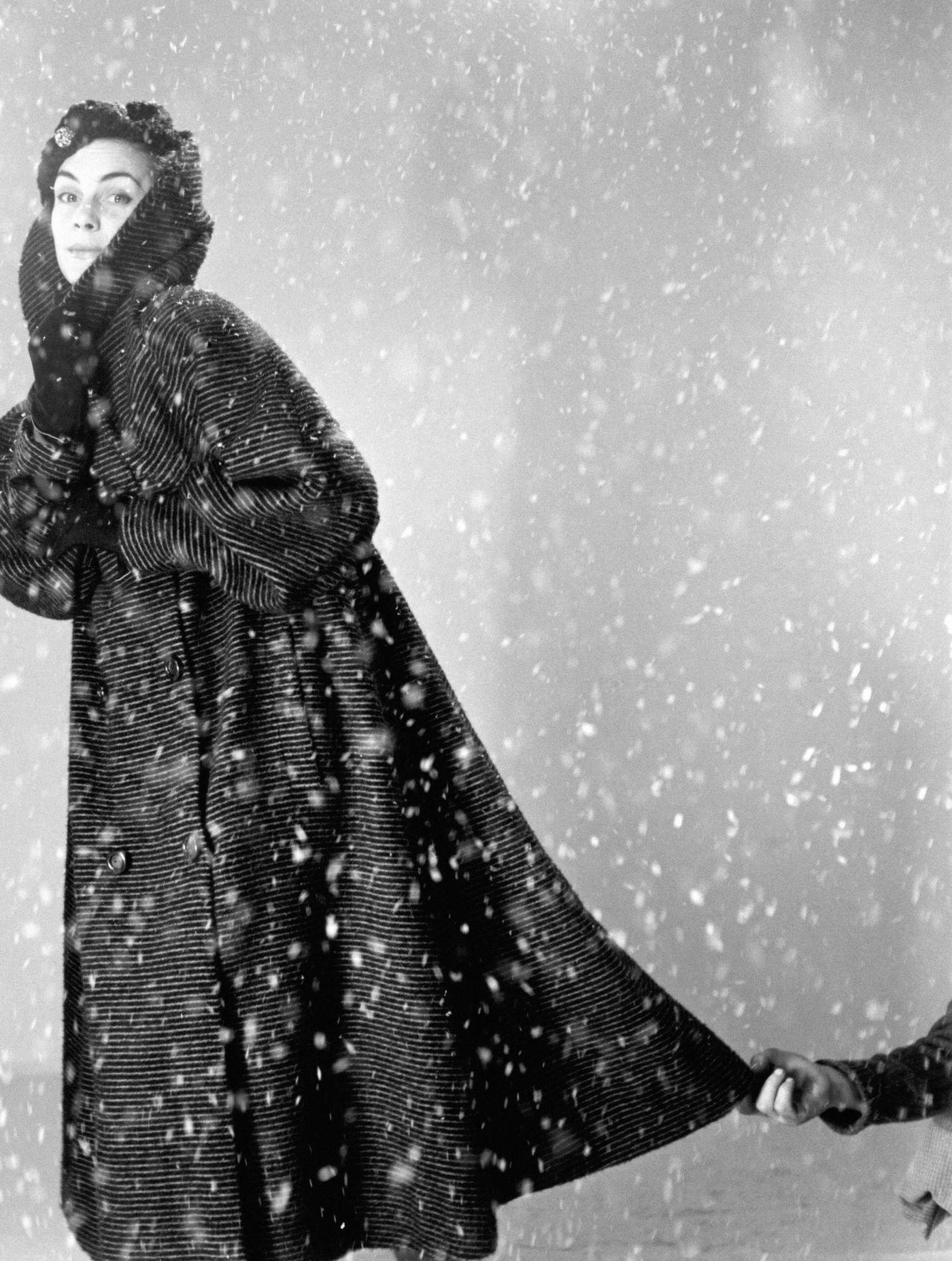 Model Posing In A Studio Under Artificial Snow, Paris, 1951.