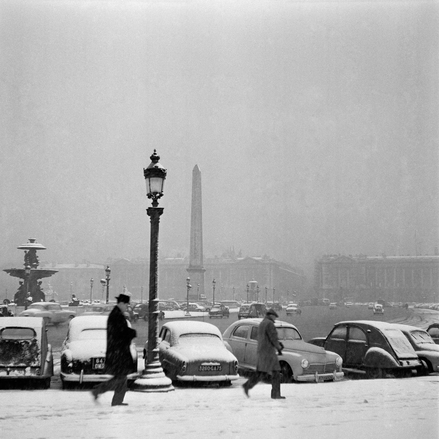 Snowy Day At Place de la Concorde, Paris, February 7, 1958.