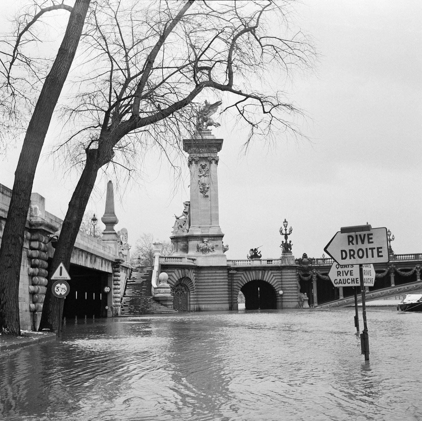 Flooded Seine River After Snowfall, Paris, February 26, 1958.
