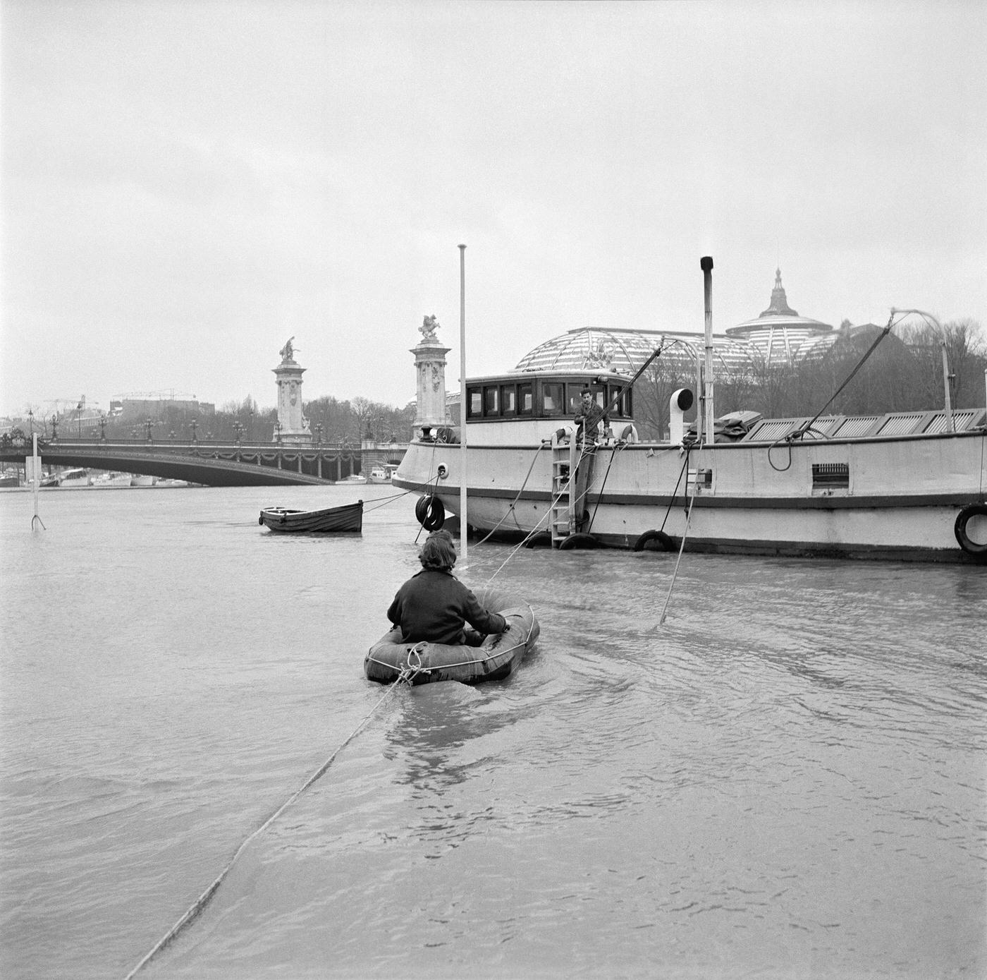 Flooded Seine River After Snowfall, Paris, February 26, 1958.