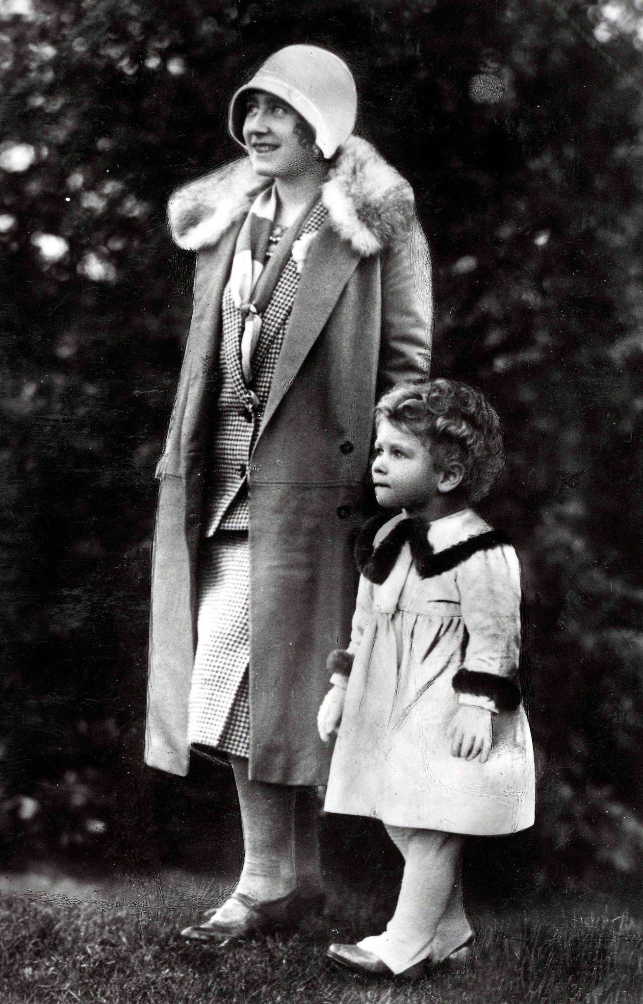 British Royalty, The Queen Mother pictured when she was the Duchess of York with her daughter Princess Elizabeth (later Queen Elizabeth II), 1928.