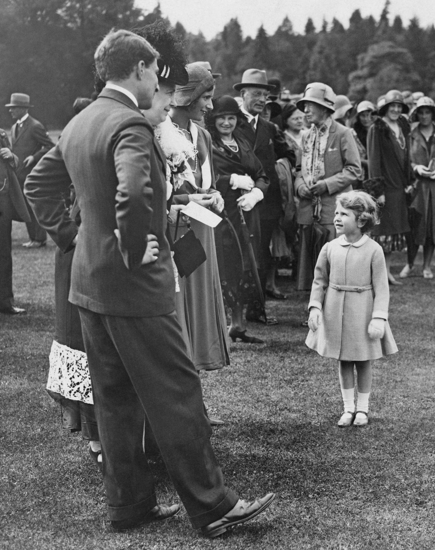 Princess Elizabeth at a garden party held at Glamis Castle in Angus, Scotland, 12th August 1931.