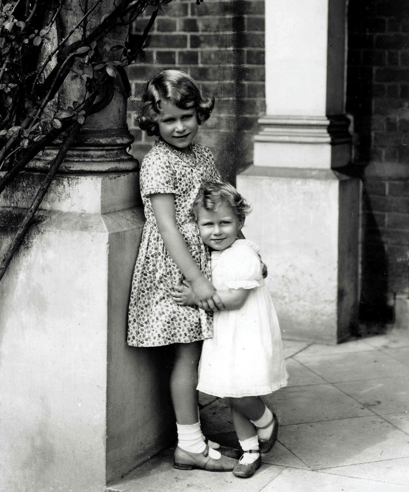 A young Princess Elizabeth, later Queen Elizabeth II, and her sister Princess Margaret, 1932