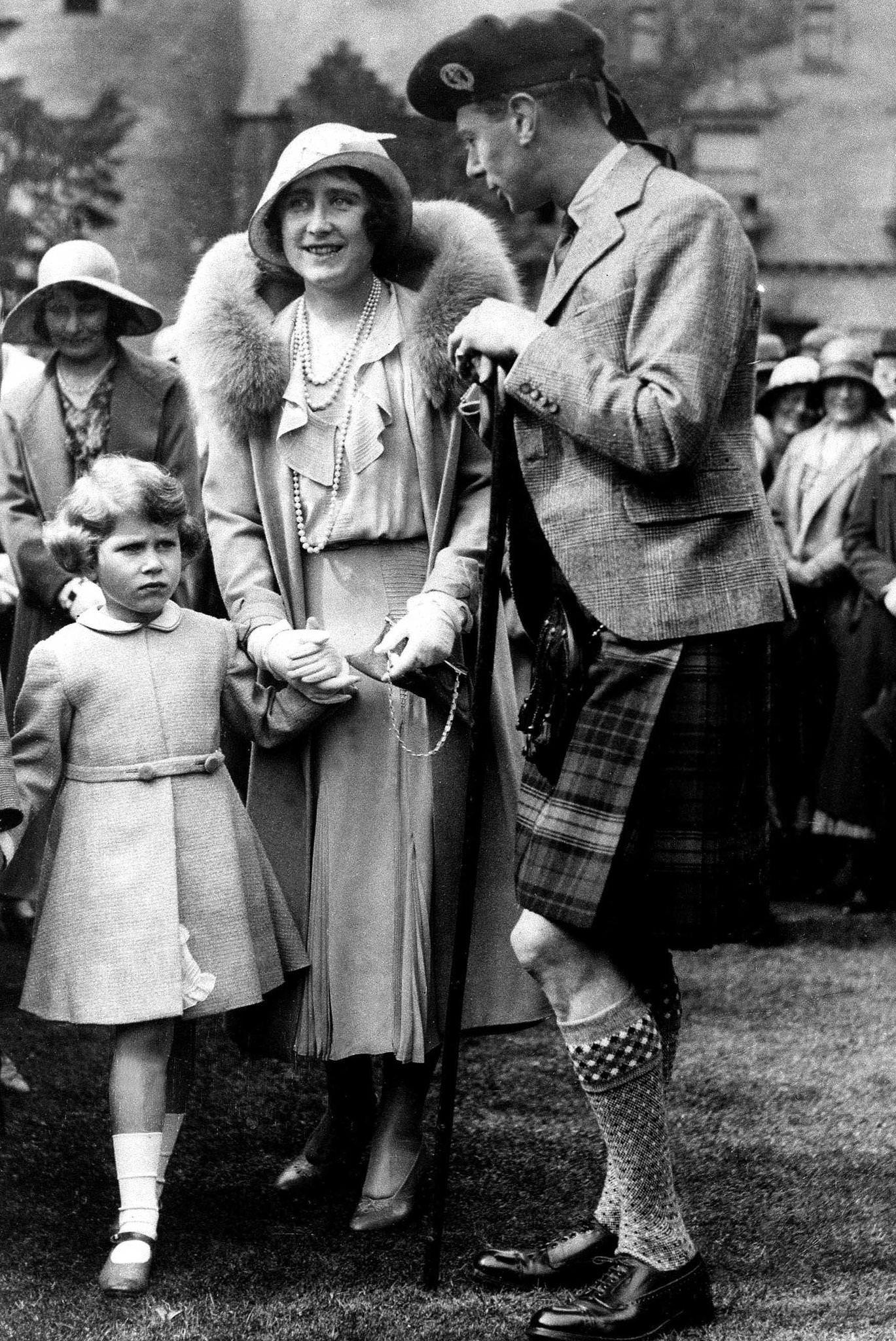 The Duke and Duchess of York (later King George VI and the Queen Mother) with their daughter Princess Elizabeth in Scotland on September 22, 1932.