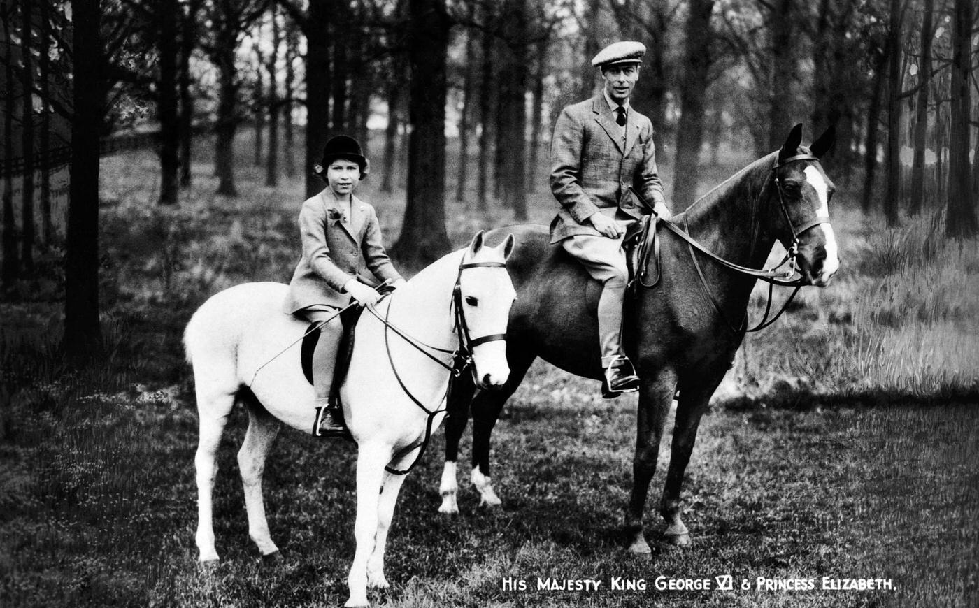 Princess Elizabeth and King George VI on Horseback, circa 1935