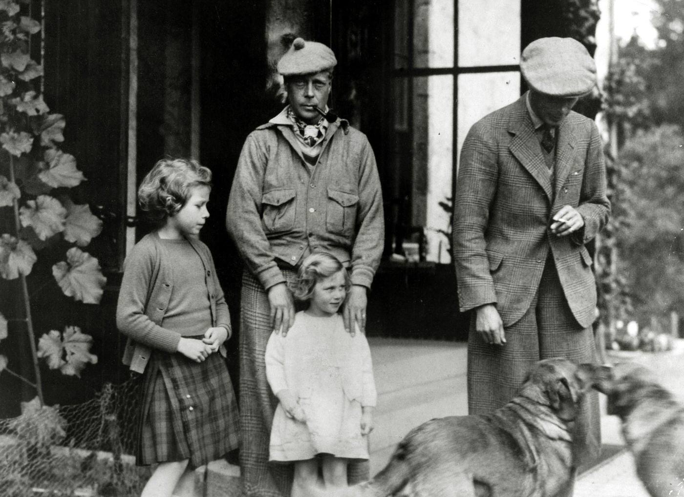 Edward, The Prince of Wales, with his brother the Duke of York and the Duke's children, Princess Elizabeth and Princess Margaret