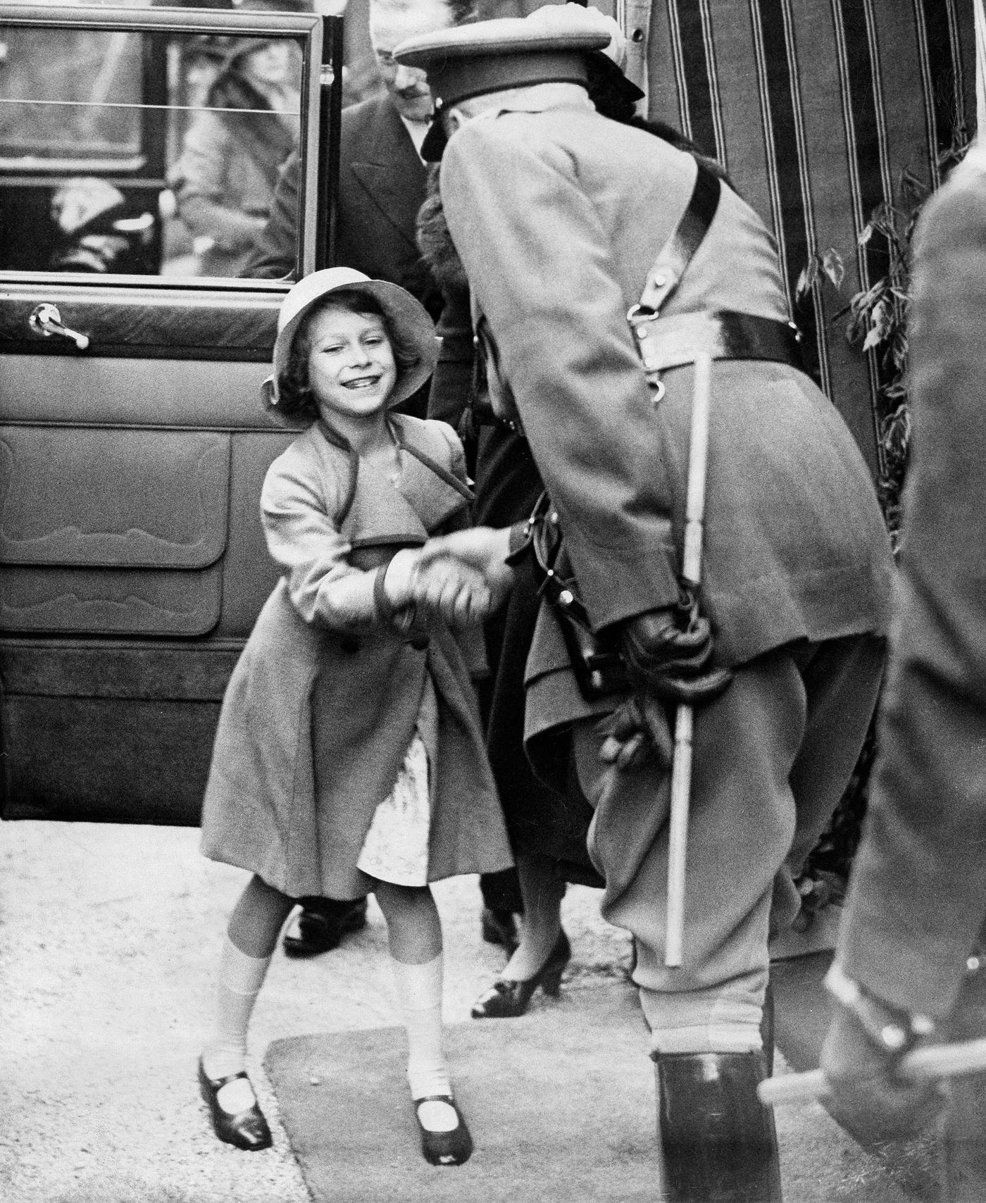 Queen Elizabeth II Greets an Officer as a Child, 1935