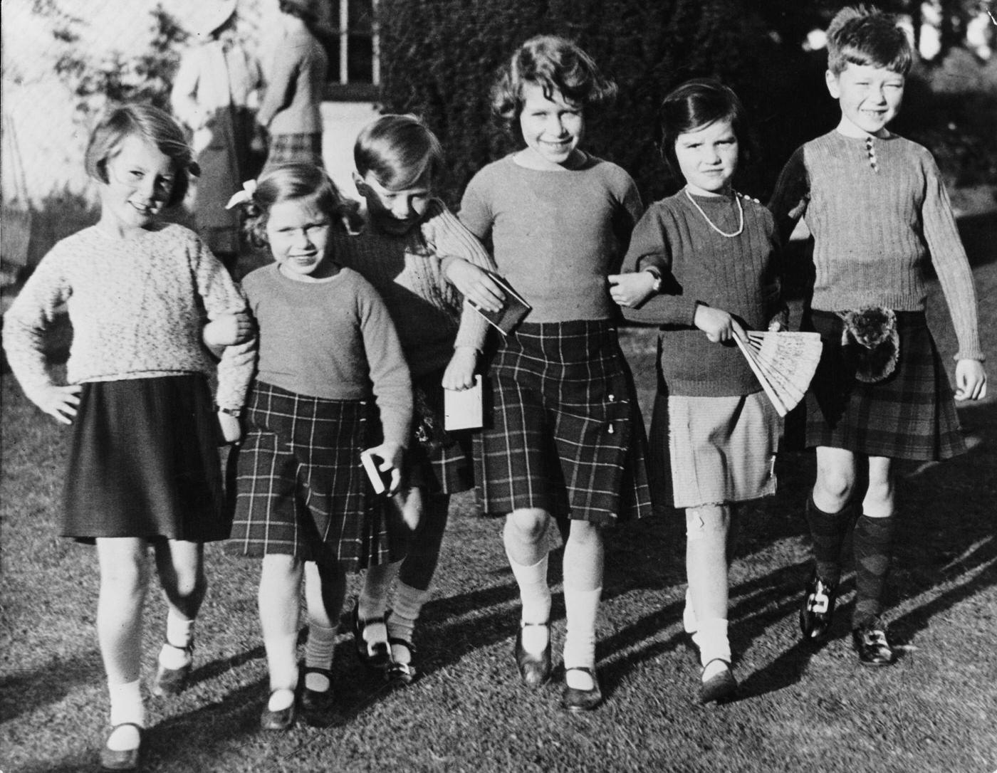 Princess Elizabeth and Princess Margaret, join other young guests to celebrate the 6th birthday of Master James Carnegieat Elsick House in Kincardineshire, 1935.