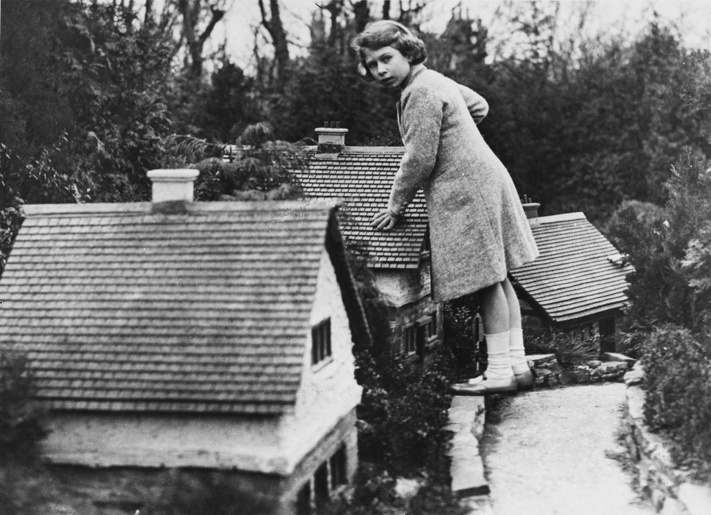 Princess Elizabeth visits Bekonscot model village near Beaconsfield, Buckinghamshire in England in 1936.