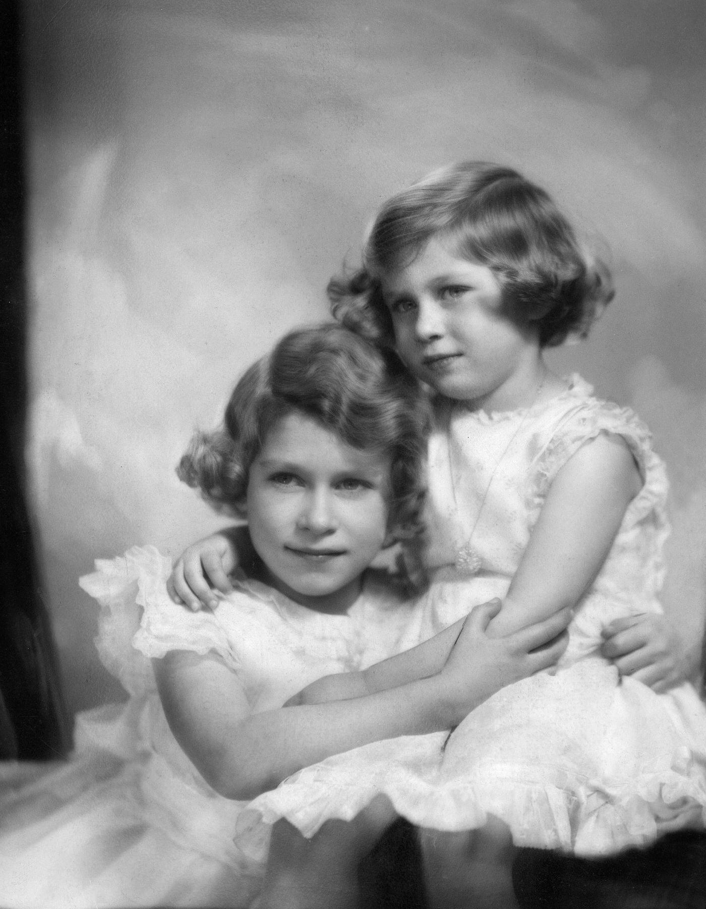 Queen Elizabeth II with her sister Margaret, 1953