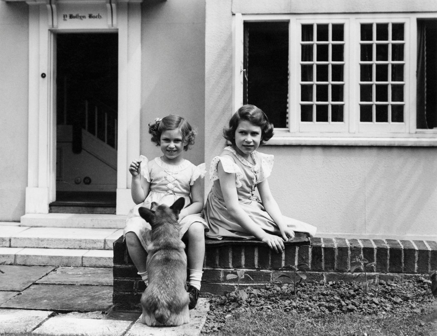 Princess Elizabeth and Princess Margaret at the Royal Lodge, 1939.