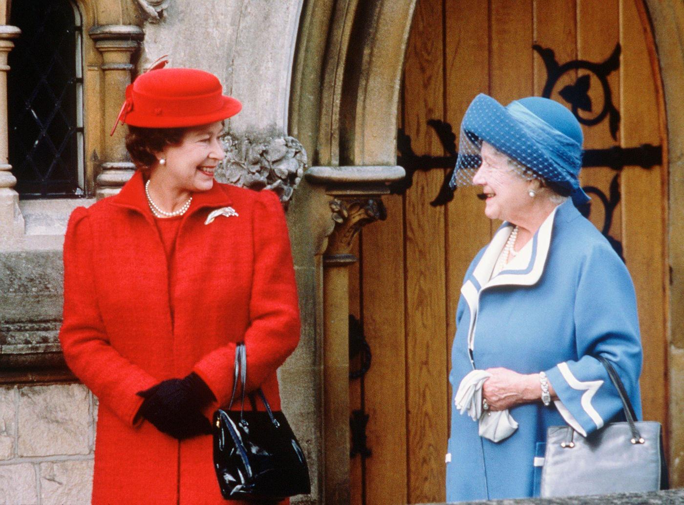 Queen Elizabeth II and the Queen Mother at All Saints Church in Windsor during 1987.