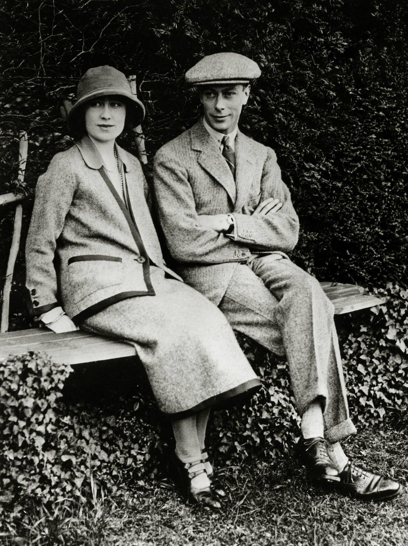 Duke and Duchess of York at Polesden Lacey during their honeymoon, Duke became King George VI