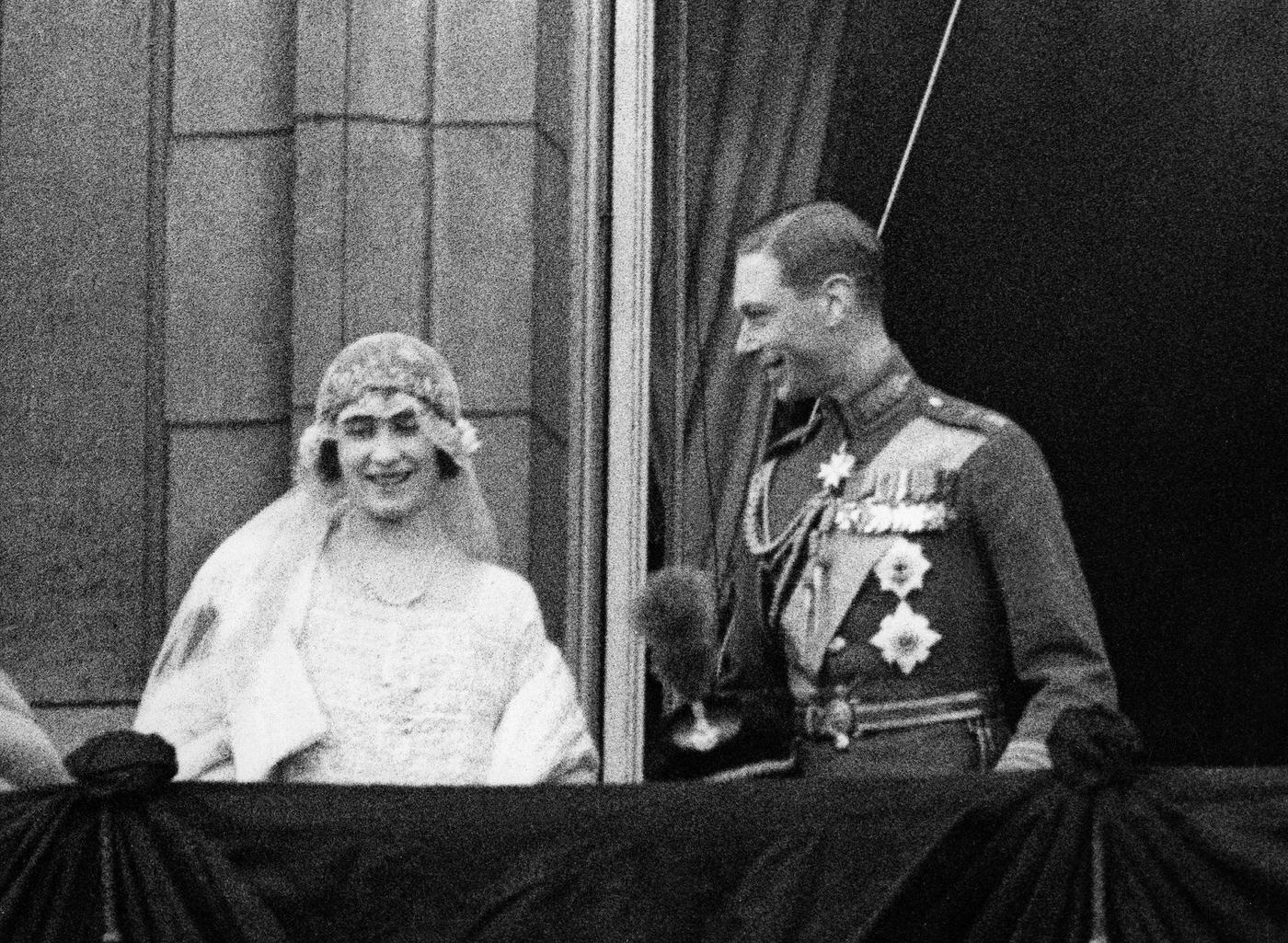 King of England at his wedding to Elizabeth Bowes-Lyon