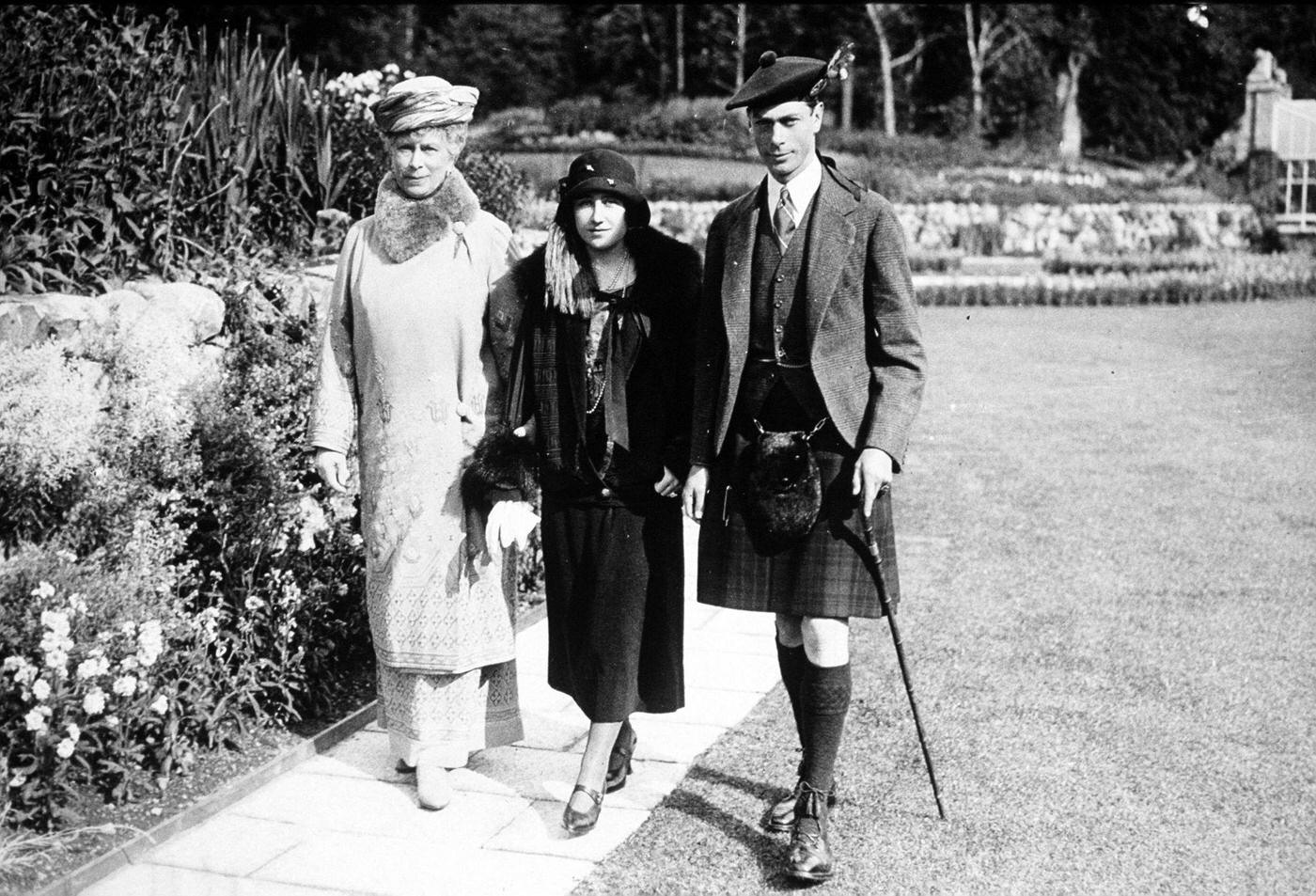 Queen Mary with the Duke and Duchess of York, later King George VI and the Queen Mother.