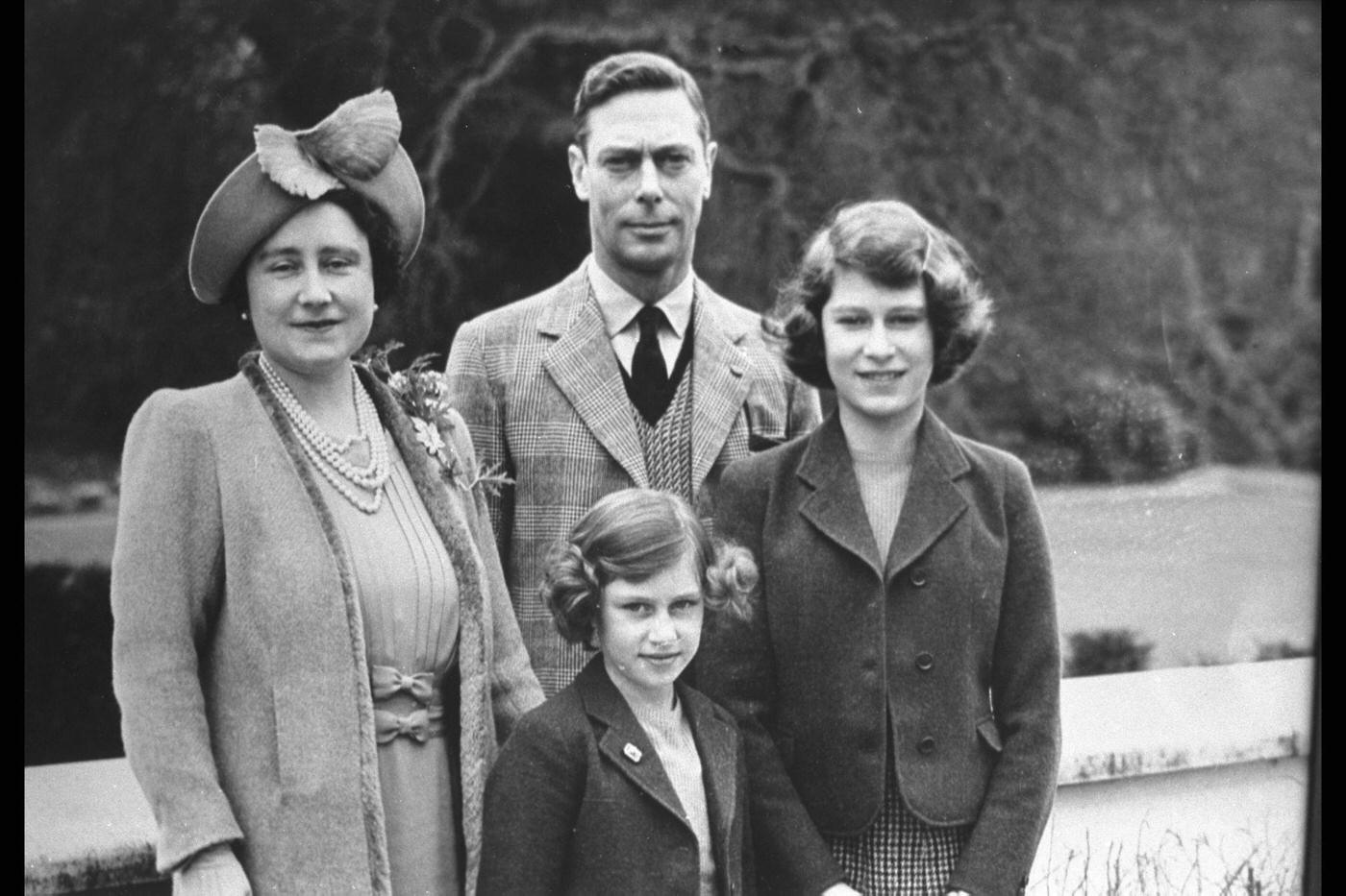 King George VI and Queen Elizabeth with Princesses Elizabeth and Margaret at Windsor.