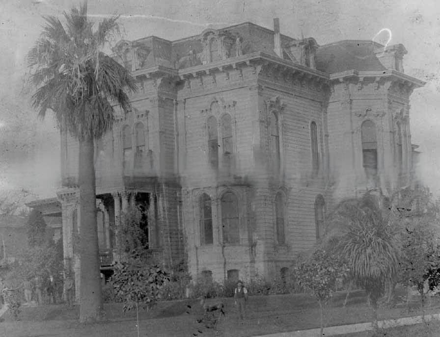 Exterior view of Charles Crocker's home at 8th and F Streets, 1890