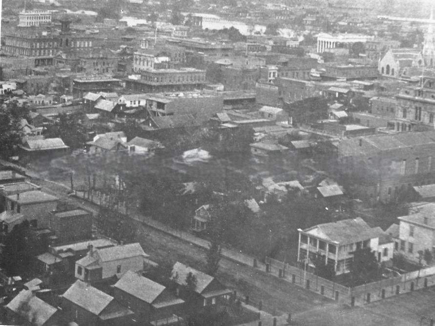 View from Capitol building looking northwest. Old Courthouse visible at 7th and I Sts. in distance, 1890