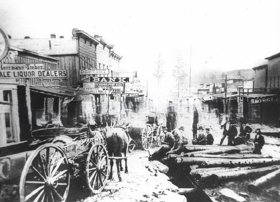 A mountain town street scene, 1890