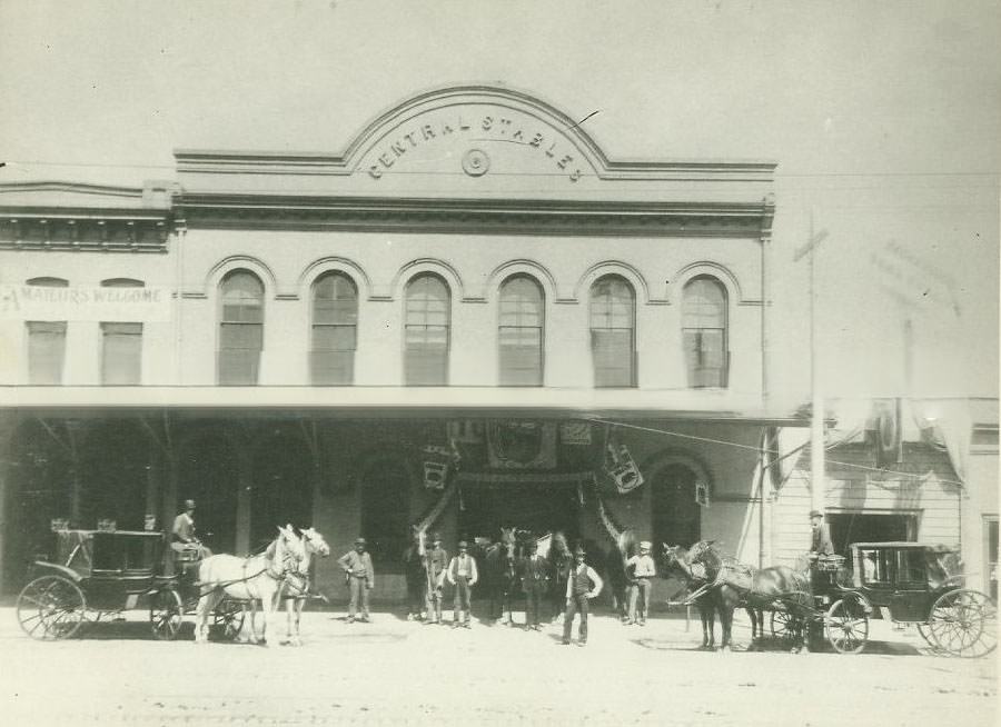 Central Livery and Feed Stables, 1895