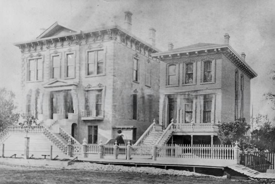 View of the Leland Stanford home at 8th and N Streets, 1890