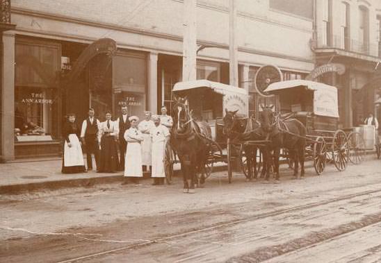 People in front of the Ann Arbor Bakery, 1898