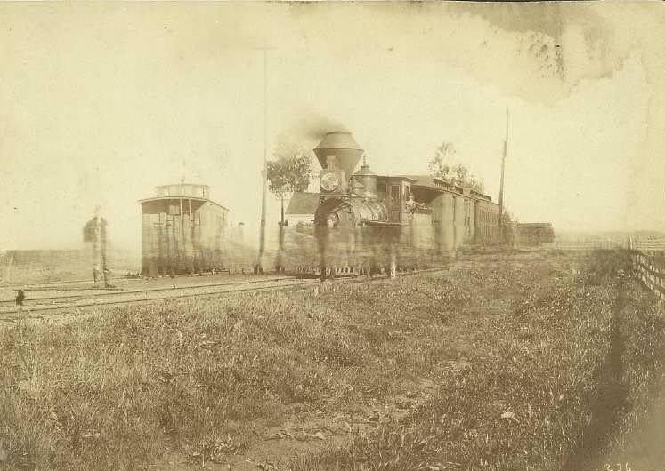 Central Pacific locomotive at Napa Junction, 1890