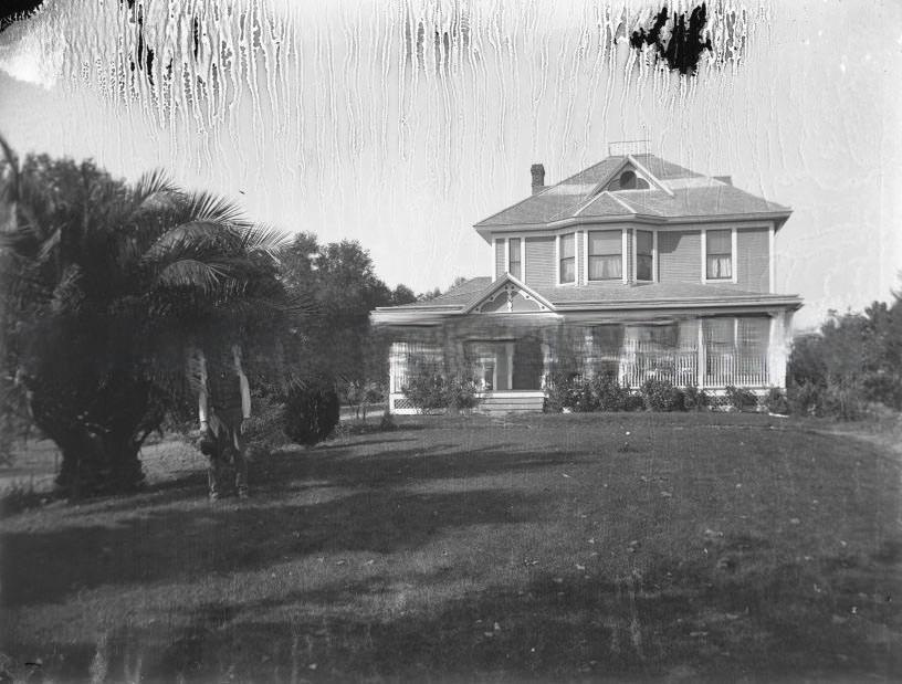 Man in front of the Cunningham house on Sunset Ave, 1890