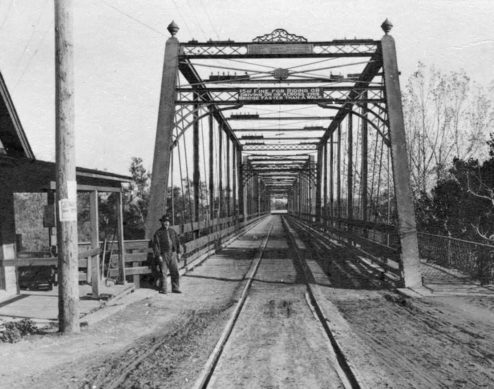 Bridge Tender Jim Lange at the Centennial Bridge, 1890