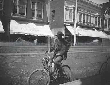Man Riding a Bicycle in Sacramento, 1890