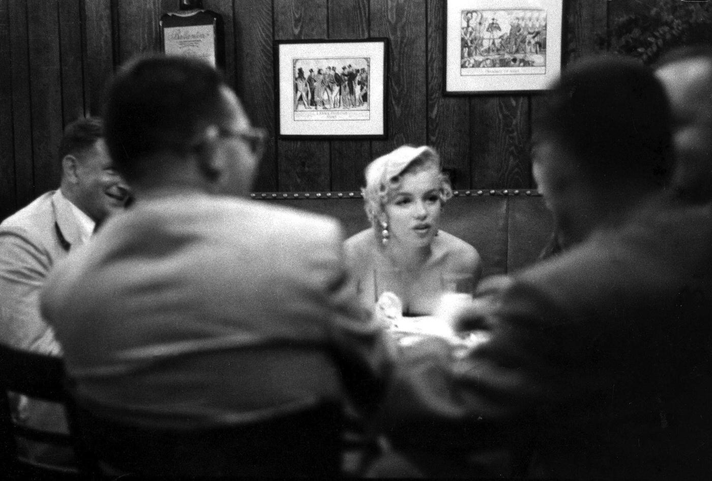 Marilyn Monroe at a press party for "The Seven Year Itch" at the '21' Club in 1954 in New York