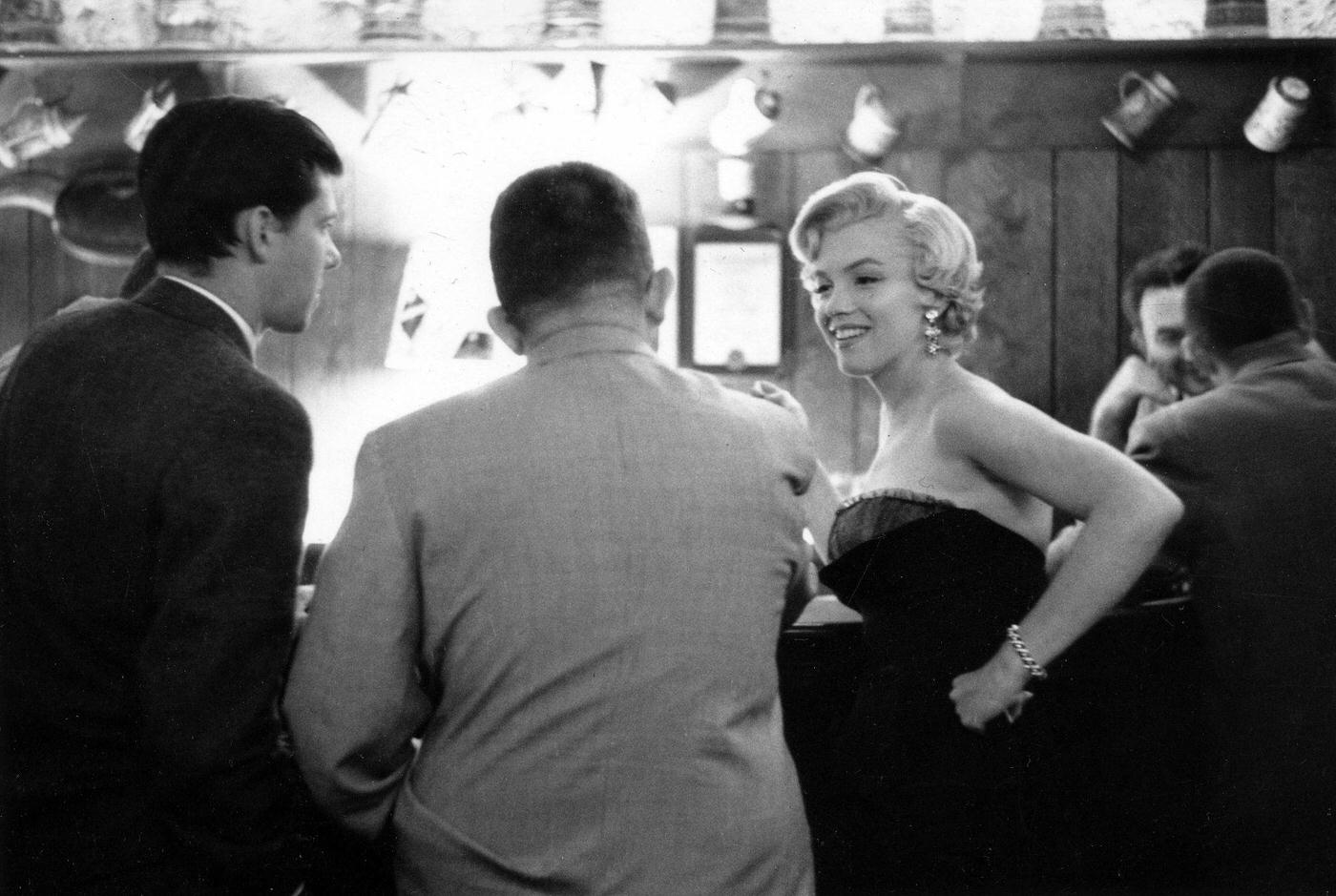 Marilyn Monroe at a press party for "The Seven Year Itch" at the '21' Club in 1954 in New York