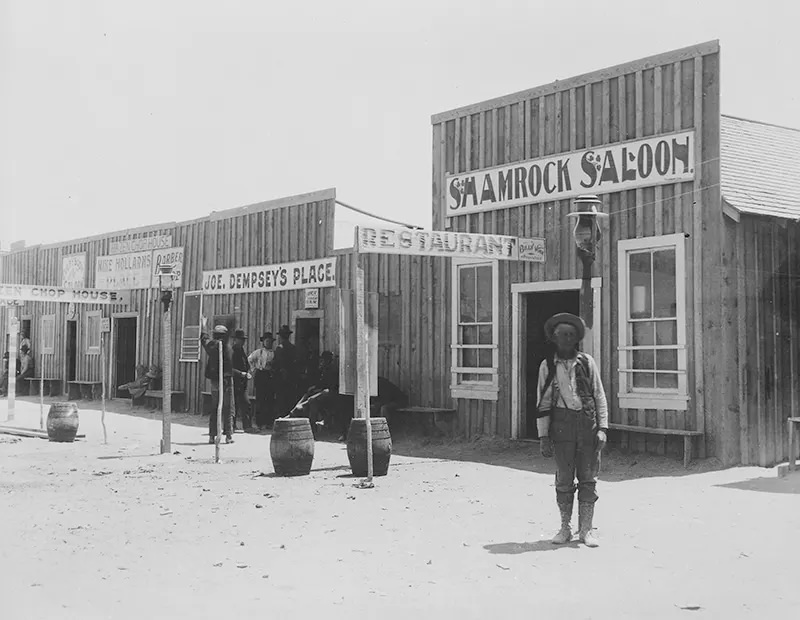 This photograph captures the saloons and disreputable places of Hazen, Nevada in 1905.