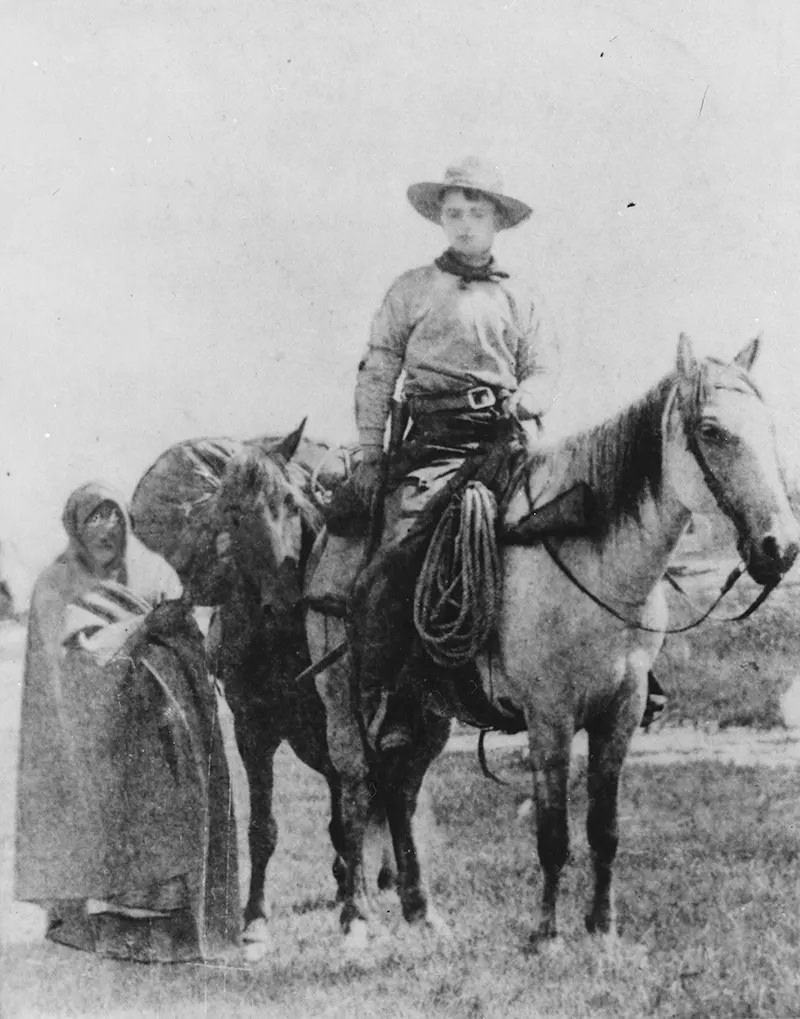 A Pony Express rider is depicted in this photograph from 1861.