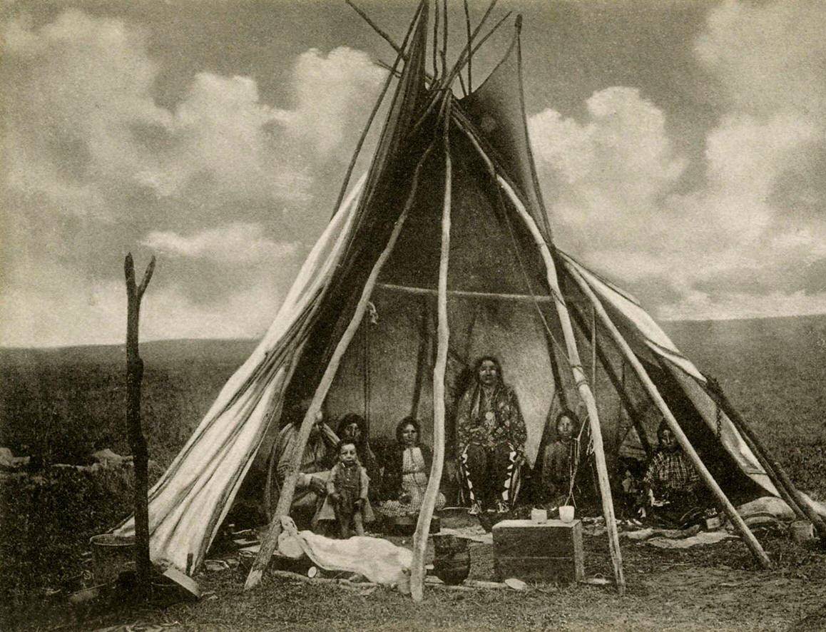 Pawnee Tipi, or tepee. The Pawnee Nation are native to present day Nebraska and Northern Kansas. Tipis were only used when travelling, as an alternative to the usual earth villages, 1907