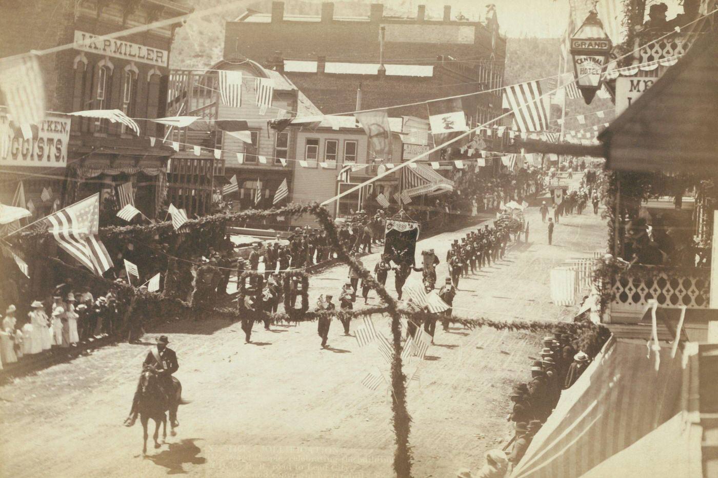 Deadwood Street Parade, United States, circa 1890.