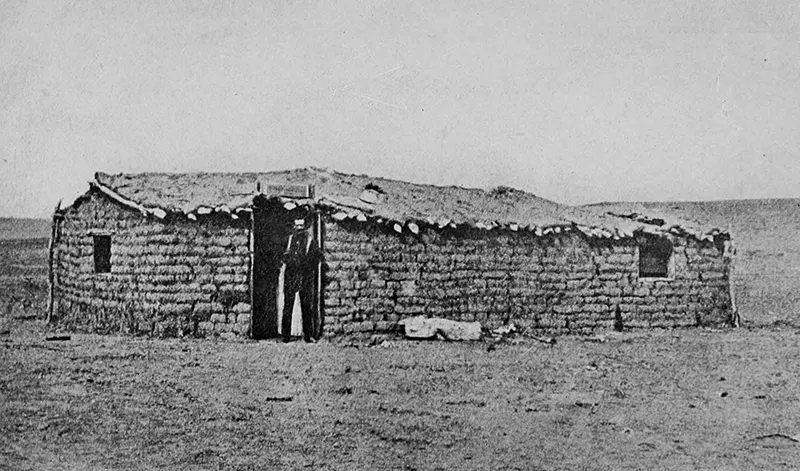 The first house built on the present site of Dodge City, Kansas in August 1872.