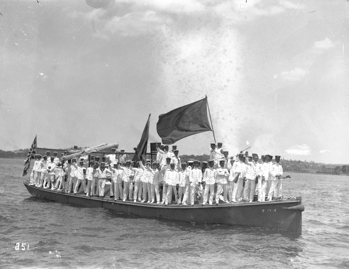 Cadets of the Imperial Japanese Navy on a steam pinnace