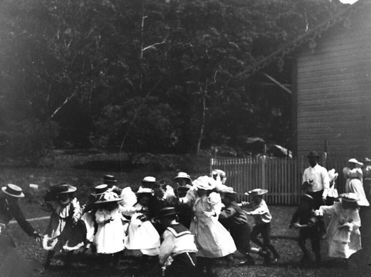 Children dressed in Victorian era clothing