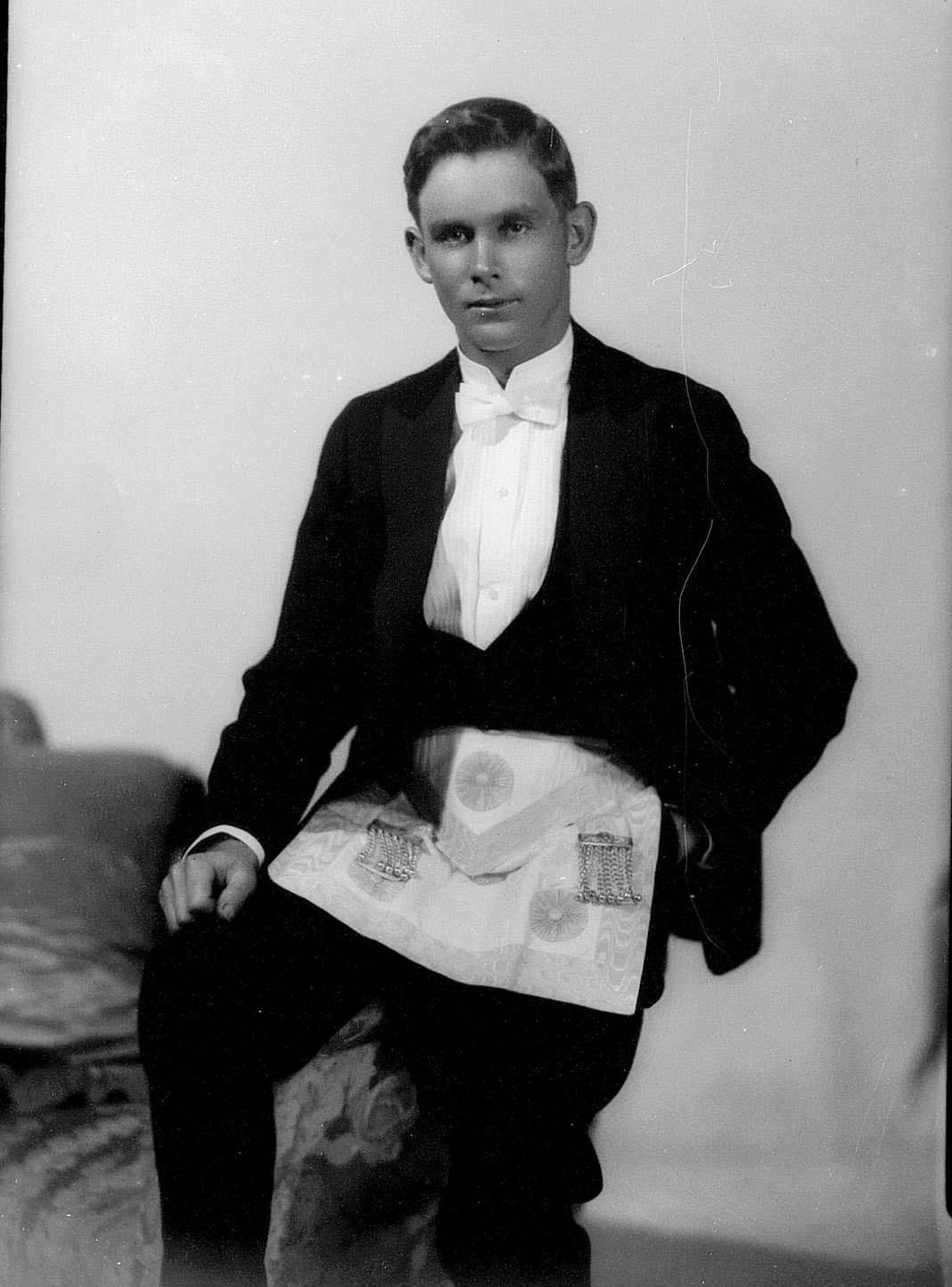 Portrait of a man wearing a masonic apron, possibly of the surname 'Hooker'