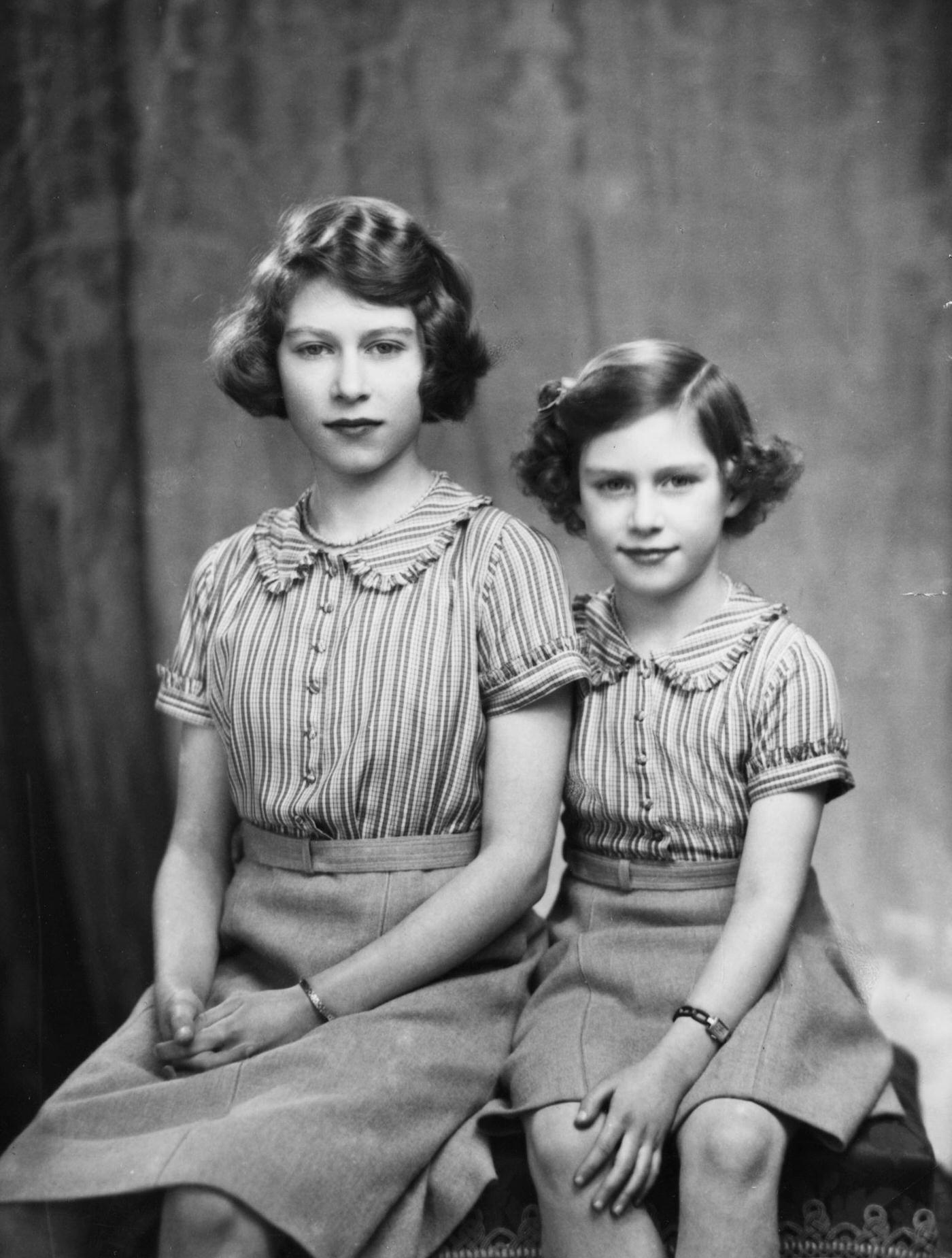 Princesses Elizabeth and Margaret posed together in December 1938.