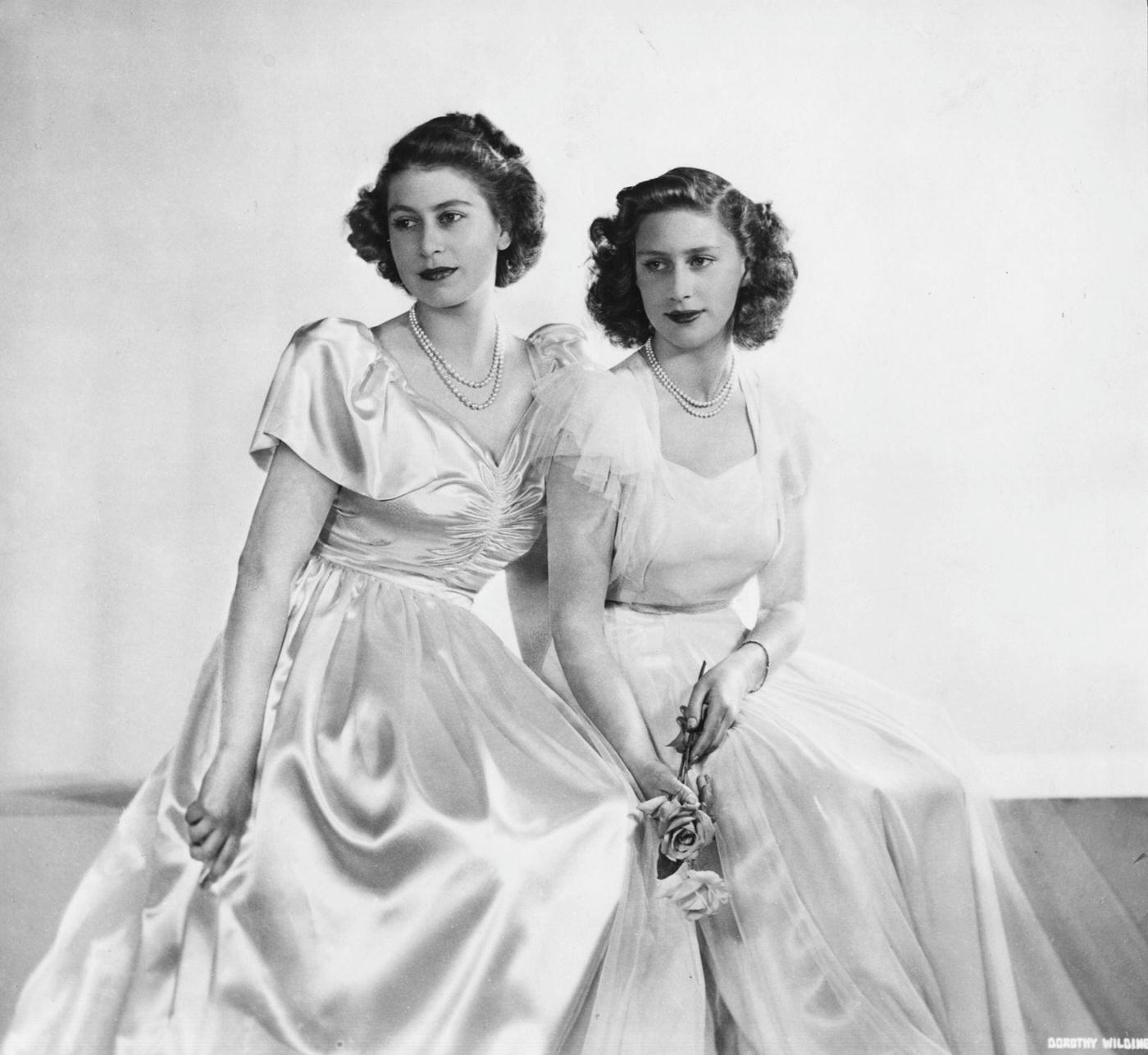 Princess Elizabeth and Princess Margaret in a portrait at Windsor Castle, Great Britain, 11 December 1946.