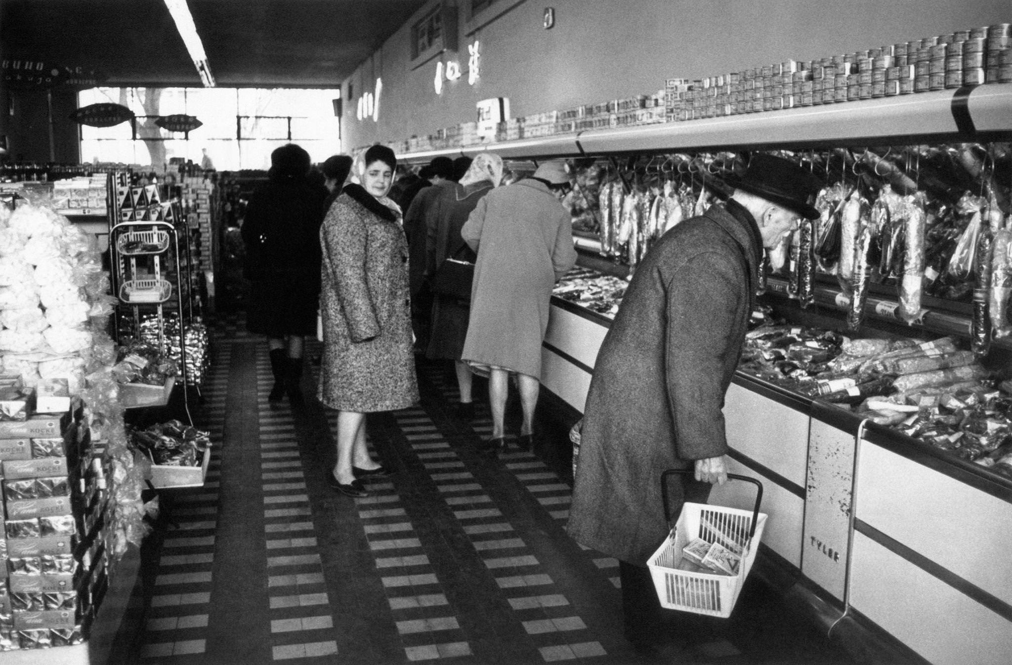 People shopping at the supermarket in Belgrade, Serbia, 1965