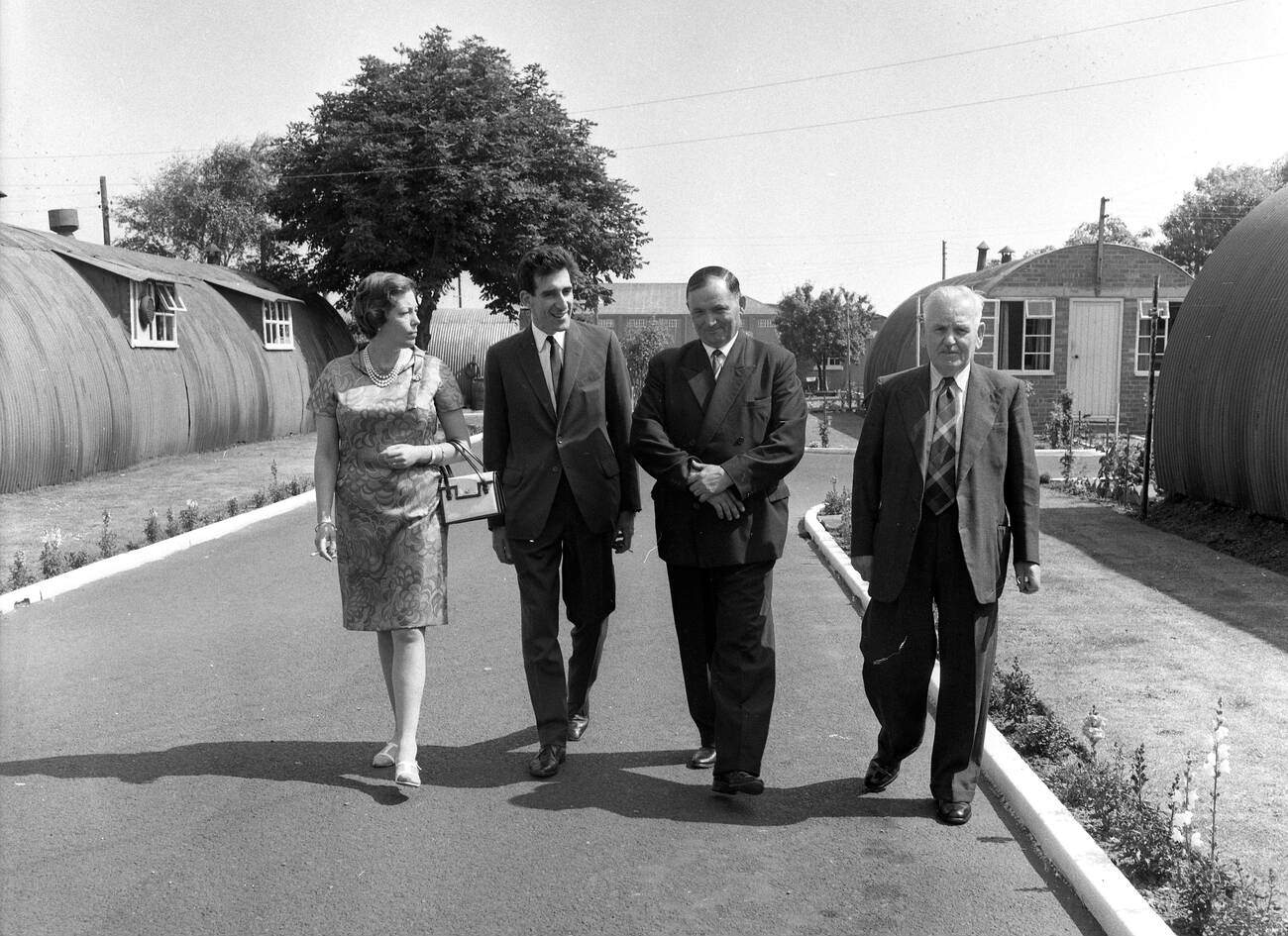 Prince Andreas of Yugoslavia and his wife Princess Kira of Leiningen visiting Serbian Chetniks in displaced persons camp in England Uk 1968.