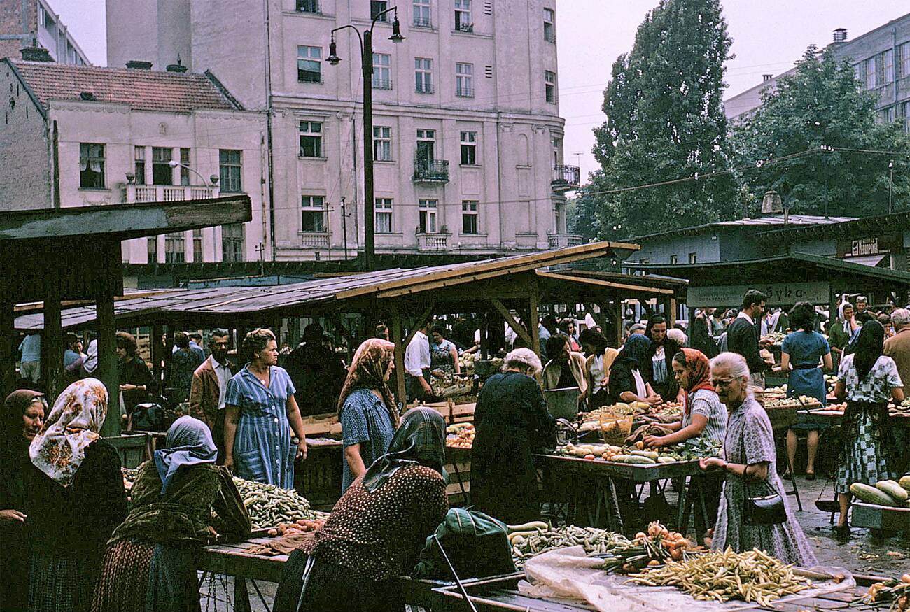 Belgrade vegetable market 1960's Yugoslavia